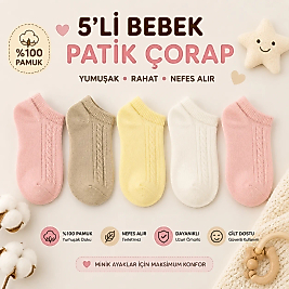 5 Li Bebe Kısa Pamuk Çorap