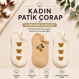 3 LÜ KADIN PAMUK PATİK ÇORAP