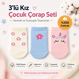 3 lü bebe pamuk kısa çorap