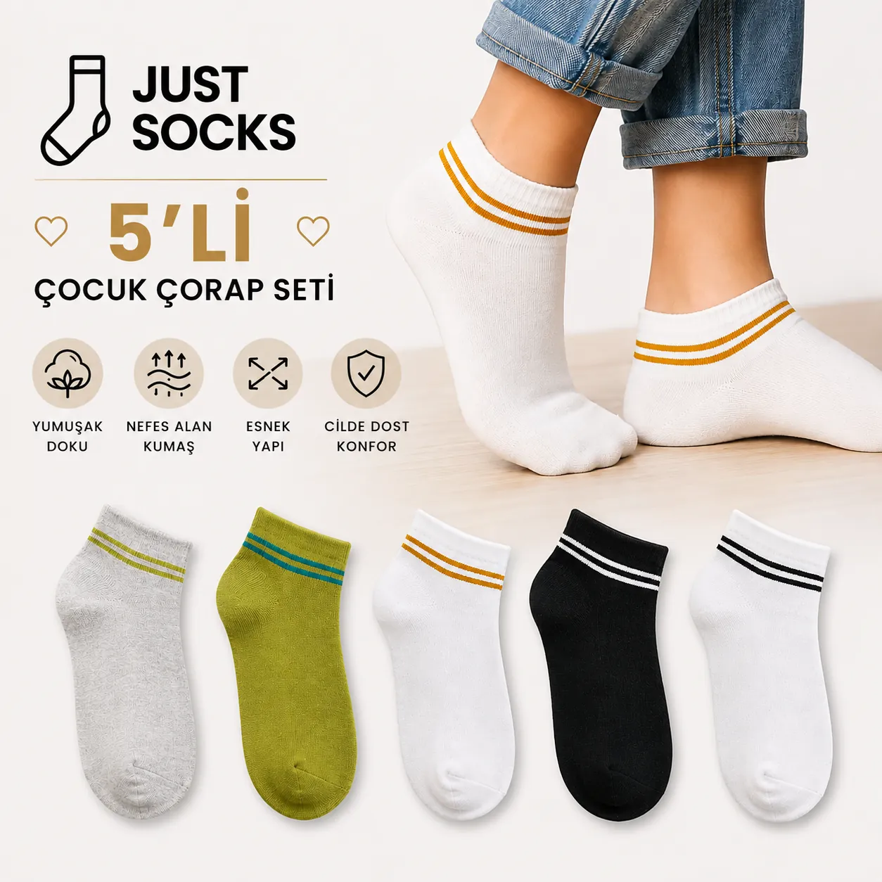 5'Lİ ÇOCUK PATİK ÇORAP